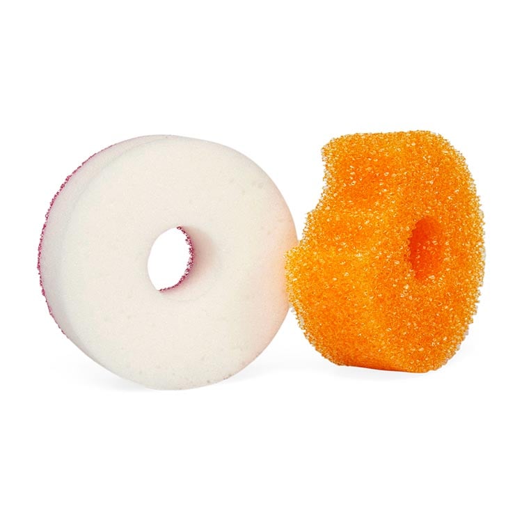 Scrub Daddy X Dunkin' back of sponges
